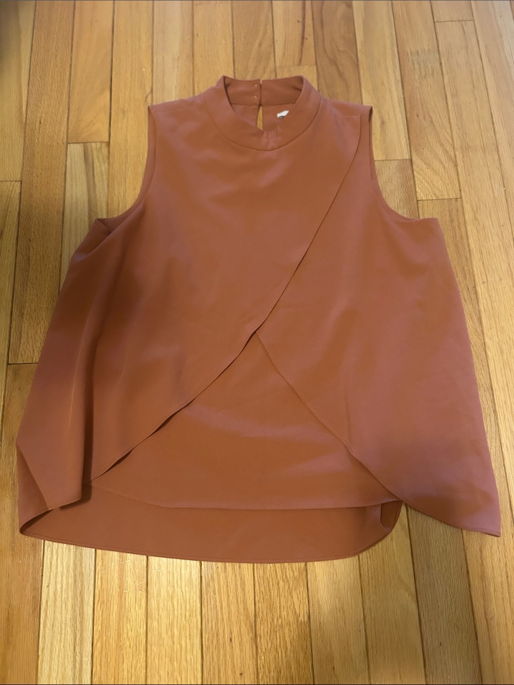 Bar III Sleeveless Draped Overlay Top in Rust